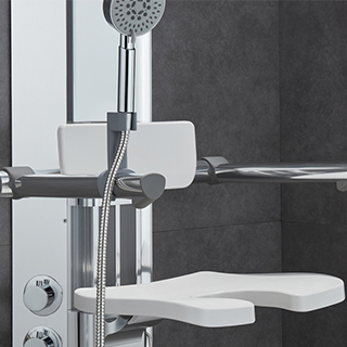 Multi-Functional Adjustable Seating Shower Facility for Elderly
