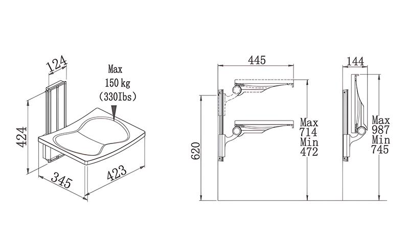 SA-B425 Height Adjustable Shower Seat