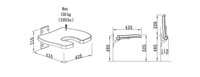 SA-A420 Foldable Wall-Mounted U-Shaped Shower Seat