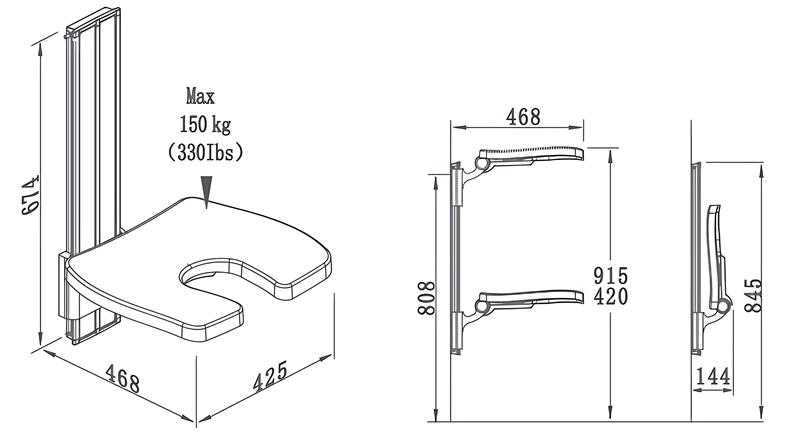 SA-B420  Extendable Height Adjustable Shower Seat