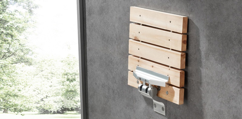 SA-A450 Foldable Wall-Mounted Pine Wood Shower Seat