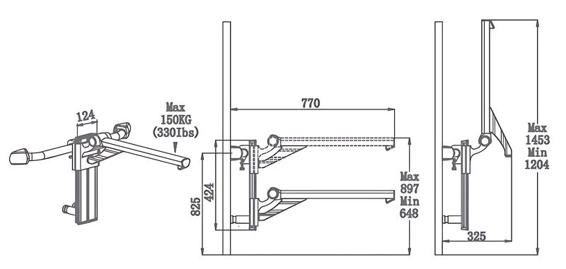 HD-L680 Chrome Adjustable Hanging Grab Rails for Bathroom
