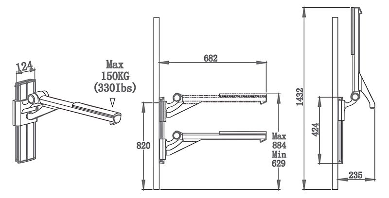 HB-L680M Adjustable Wood Toilet Grab Rails for Elderly and Handicap Care