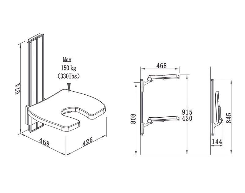SA-B420+ Extendable Height Adjustable Shower Seat