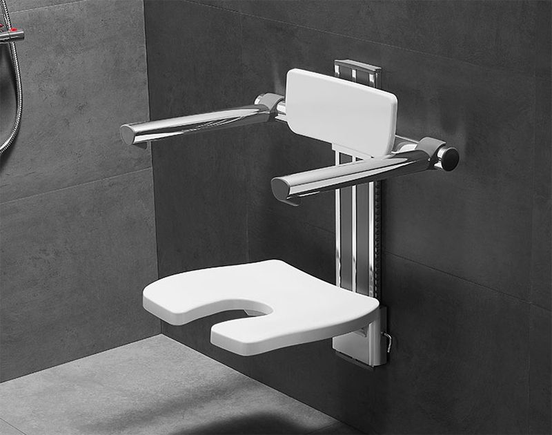 SA-B420+B-BF340 Height Adjustable U-Shaped Shower Chair with Backrest and Armrest