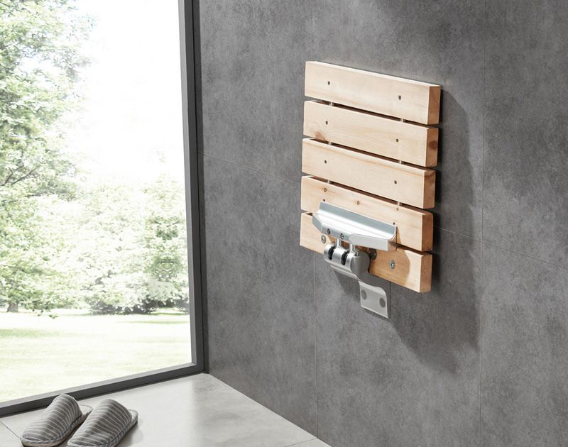 SA-A450 Foldable Wall-Mounted Pine Wood Shower Seat