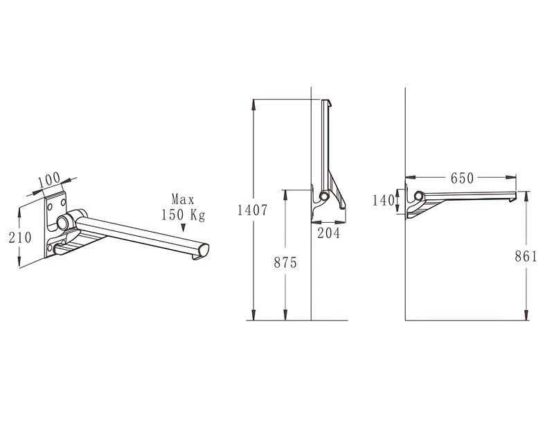 HA-L650 Hinged Foldable Toilet Grab Rails for Elderly and Handicap Care