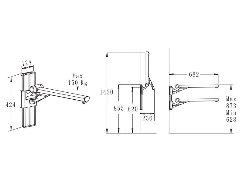 HB-L680 Chrome ADA Adjustable Shower Grab Rails for Bathroom