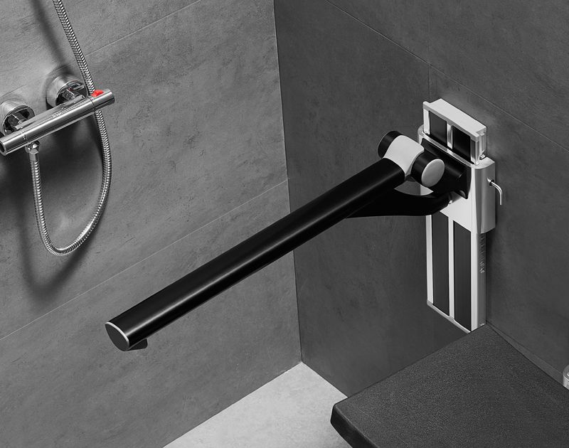 HB-L680 Black Height Adjustable Shower Grab Rails with Black Oxidized Finish