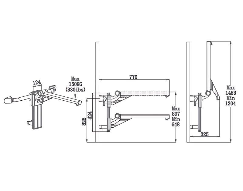 HD-L680 Chrome Adjustable Hanging Grab Rails for Bathroom