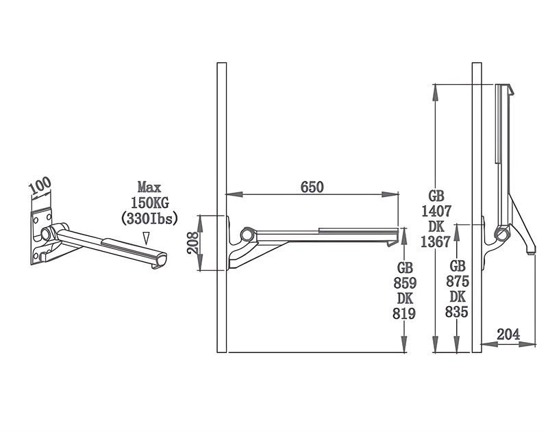 HA-L650M Elegant Wood Grab Toilet Grab Rails for Elderly and Handicap Care