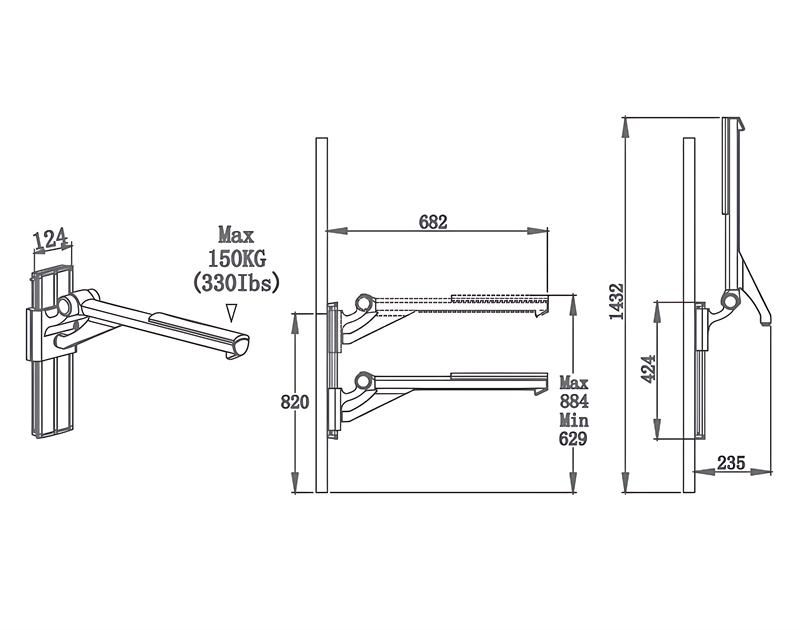 HB-L680M Adjustable Wood Toilet Grab Rails for Elderly and Handicap Care