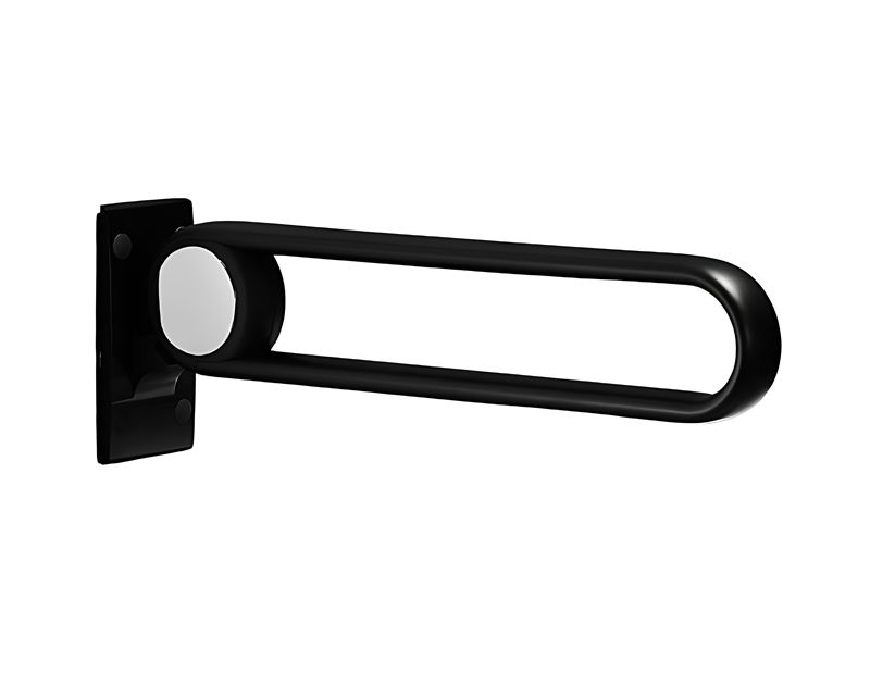 XHA-U622 Black U Shaped Hinged Foldable Toilet Grab Rails: Anodized Black Edition