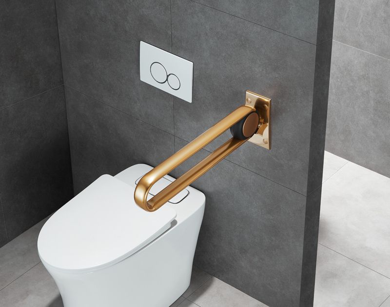 XHA-U622 Gold U Shaped Hinged Foldable Toilet Grab Rails: Gold Edition for a Luxurious Bathroom
