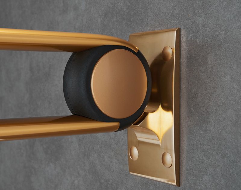 XHA-U622 Gold U Shaped Hinged Foldable Toilet Grab Rails: Gold Edition for a Luxurious Bathroom