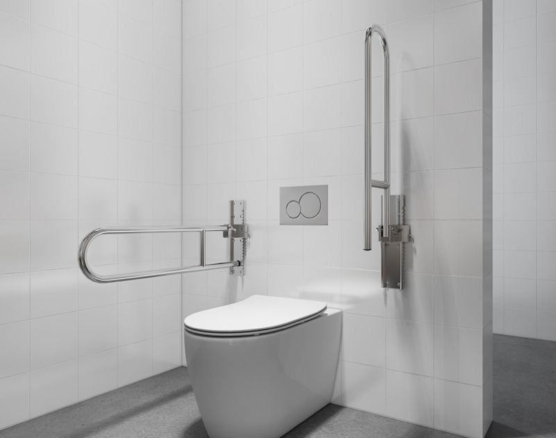 SSH-800 height-adjustable folding stainless steel handrail system for toilets