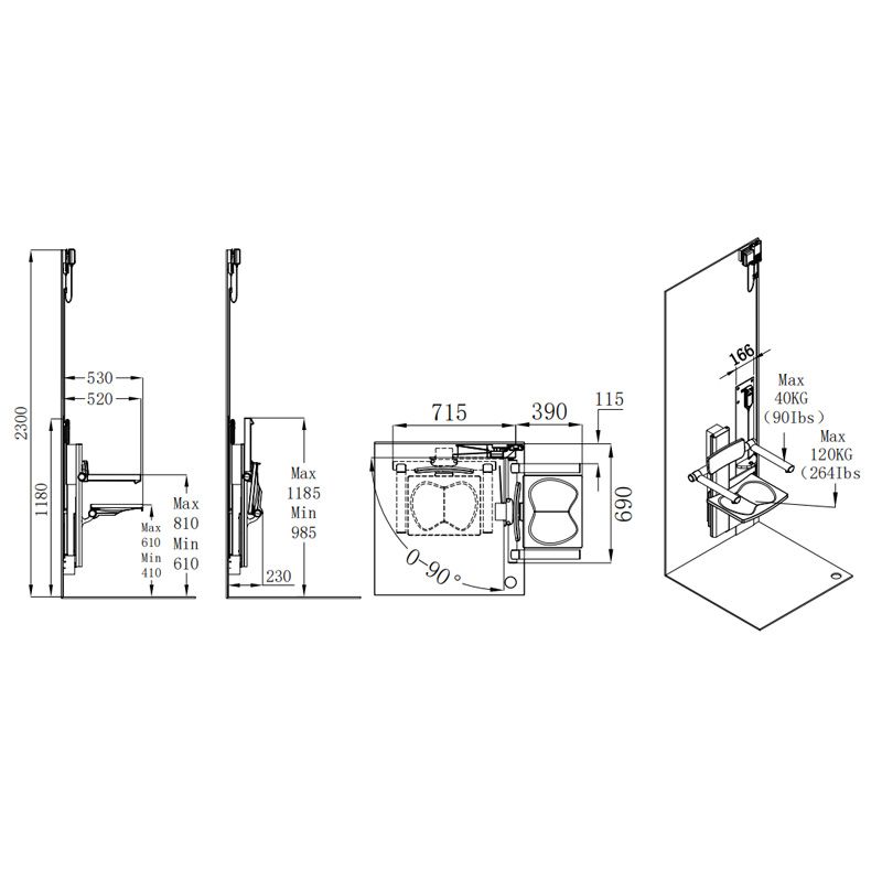 XJ-425 Electric Lift and Rotate Shower Chair For Elderly