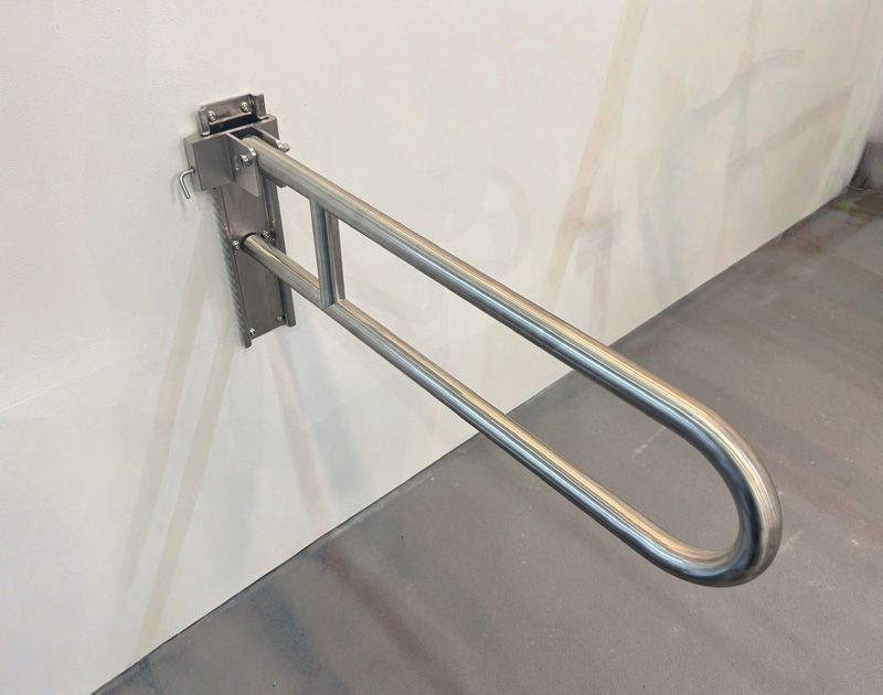 Durable brushed stainless steel handicap support arm for silver economy infrastructure