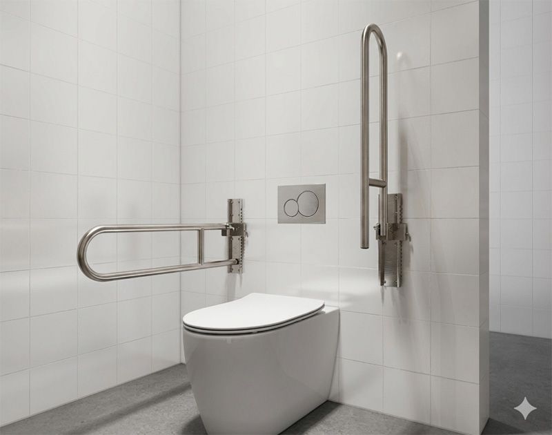 SSH-800 height-adjustable folding stainless steel handrail system for toilets